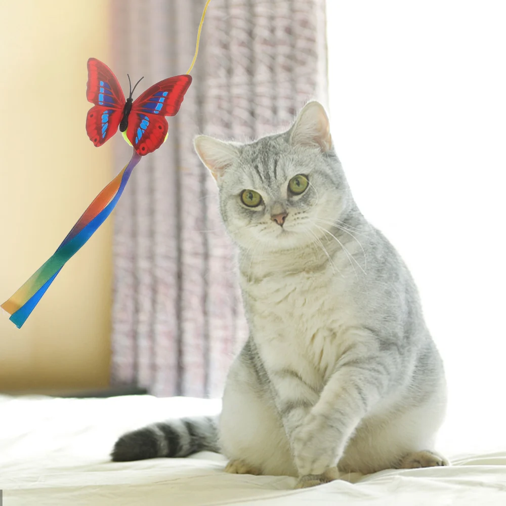 4Pcs Cat Wand Refills Interactive Cat Toys Hanging Cat Wand Toys Cat Ribbon Toy Replacements