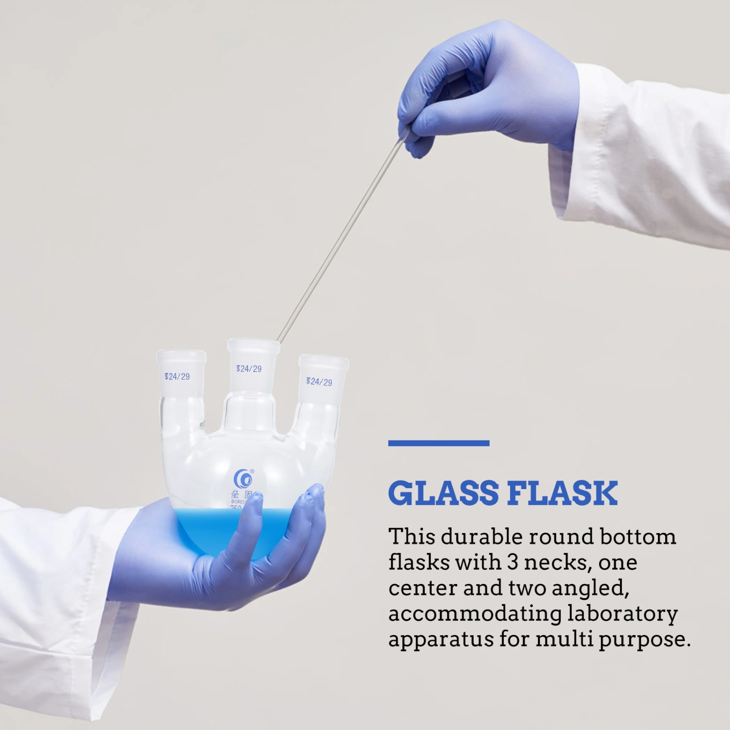 1pc Laboratory Apparatus Transparent Glass Beaker Three-necked Boiling Flask