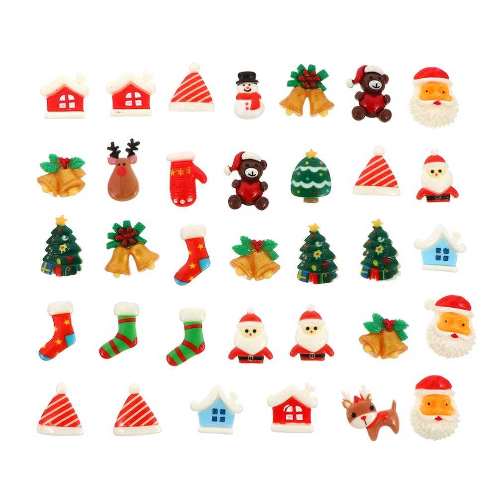 34pcs Christmas Theme Pendants DIY Crafts Resin Phone Case Accessories