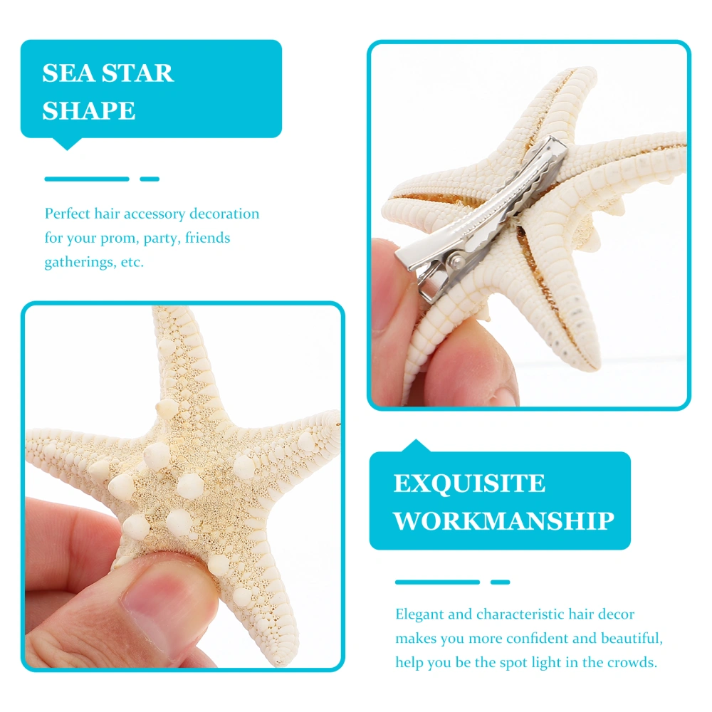 6pcs Sea Star Shape Hair Clips Ocean Style Hair Clips Barrettes for Women Lady (Size for Random)