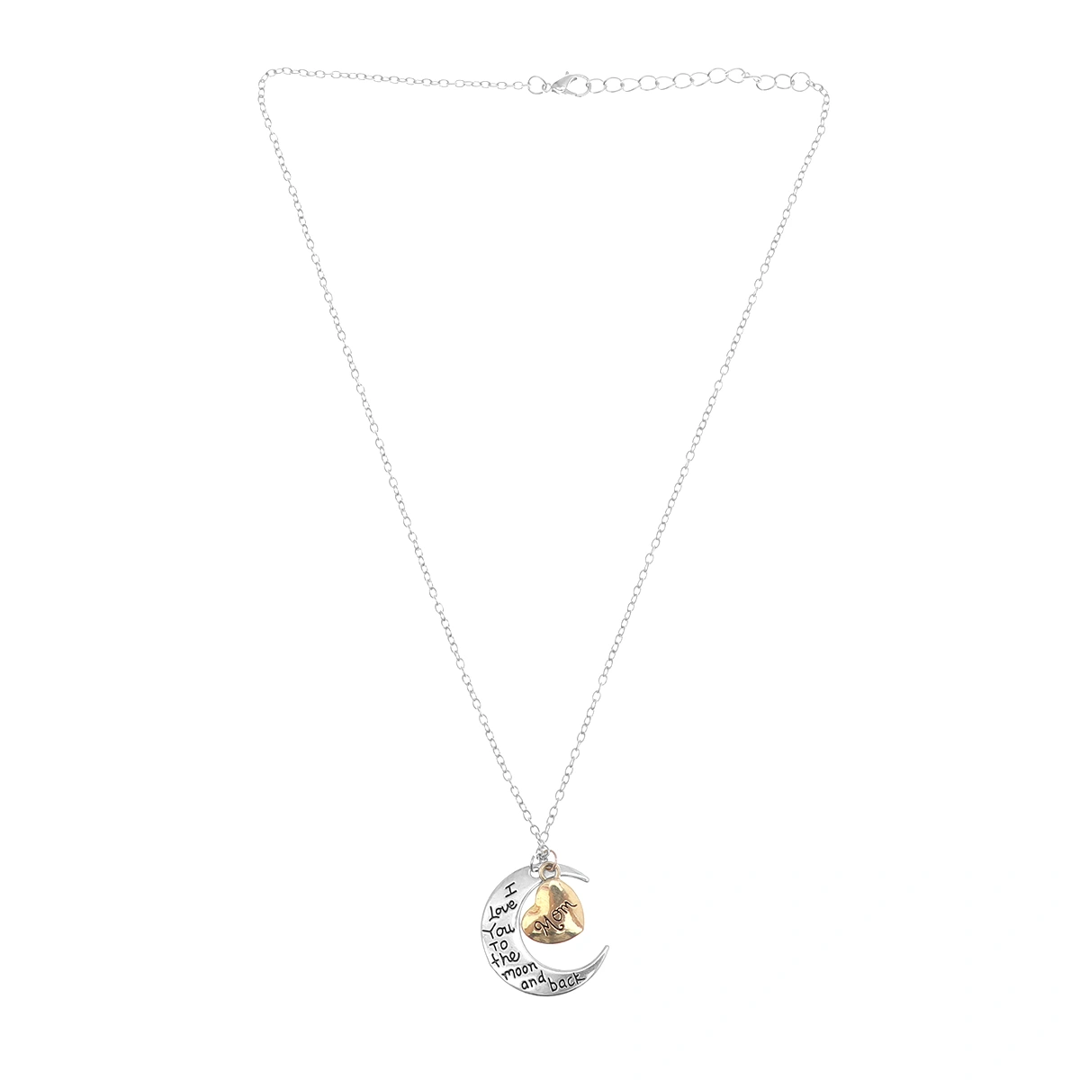 MOM Heart Moon Shaped Necklace Thanksgiving Mother's Day Jewelry Gift Pendant Charm Necklace for Mom
