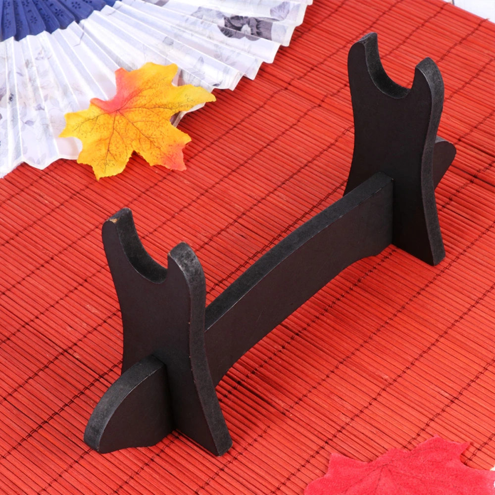 2pcs Sword Stand Delicate Wooden Katana Display Bracket Rack Sword Holder Stable Organizer (Black)