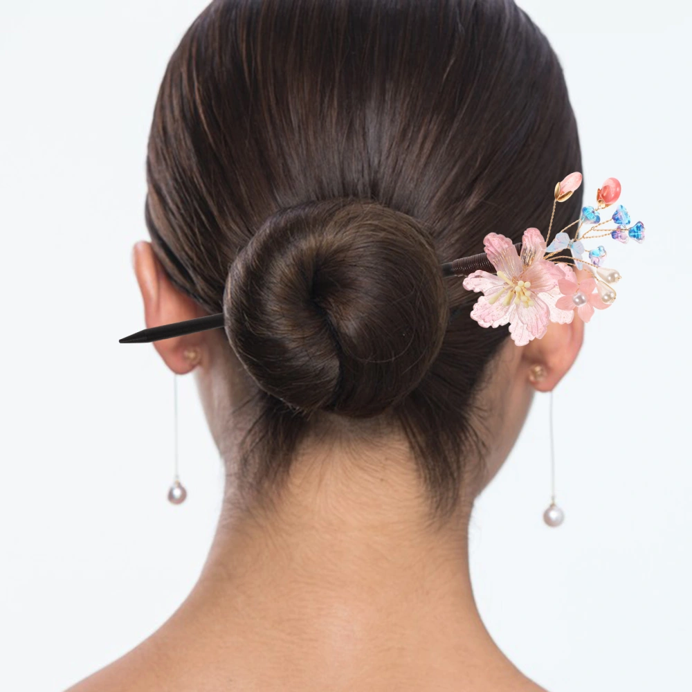 1pc Ancient Hair Chopstick Ebony Hair Fork Floral Hair Stick Hair Accessory