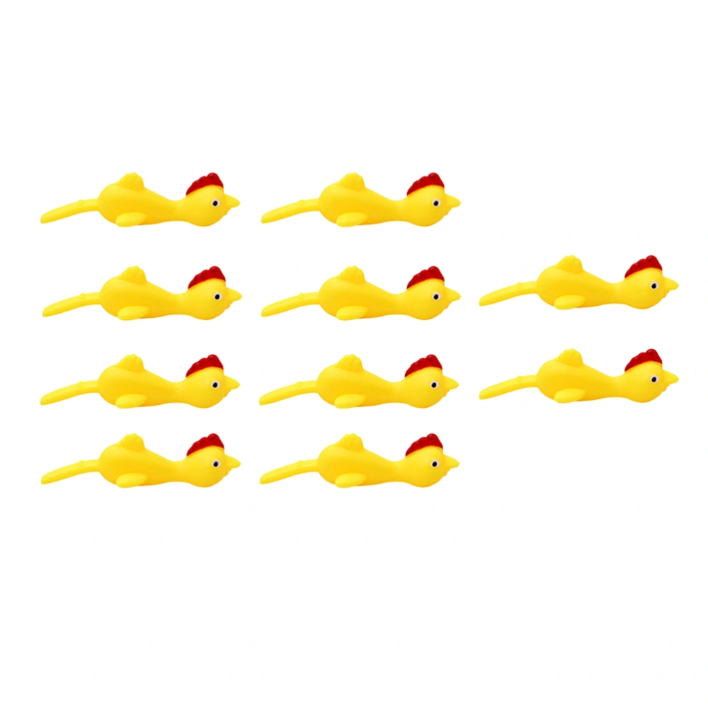 10pcs Catapult Chicken Toys Creative Flying Turkey Slingshot Tricky Toys Stretchy Funny Chickens Toys Easter Party Activity for Children Adults (Random Color)