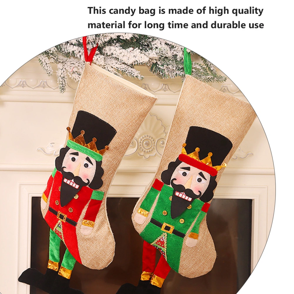 Nutcracker Soldier Sock Xmas Gift Bag Sock Candy Pouch Lovely Christmas Socks