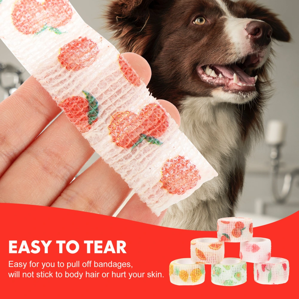 18 Rolls of Pet Wrap Bandage Dog Carton Bandage Fruit Design Pet Bandage Cat Dog Supply