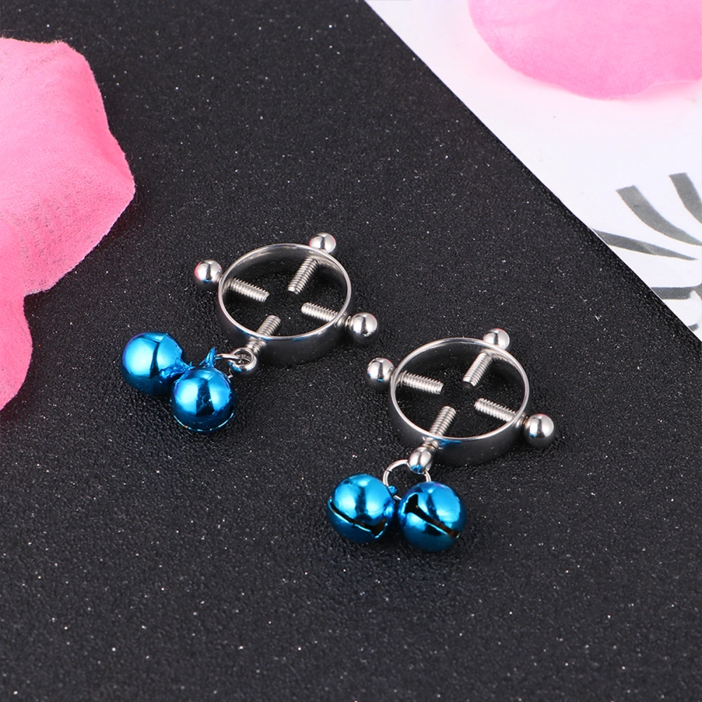 1 Pair Papilla Ring Stainless Steel Colorful Bell Papilla Studs Adjustable Body Decoration Rings for Women (Blue)