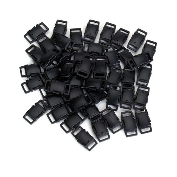 50pcs Durable Hard Plastic Side Release Buckles for Webbing /Dog Collar /Paracord Bracelets (Black)