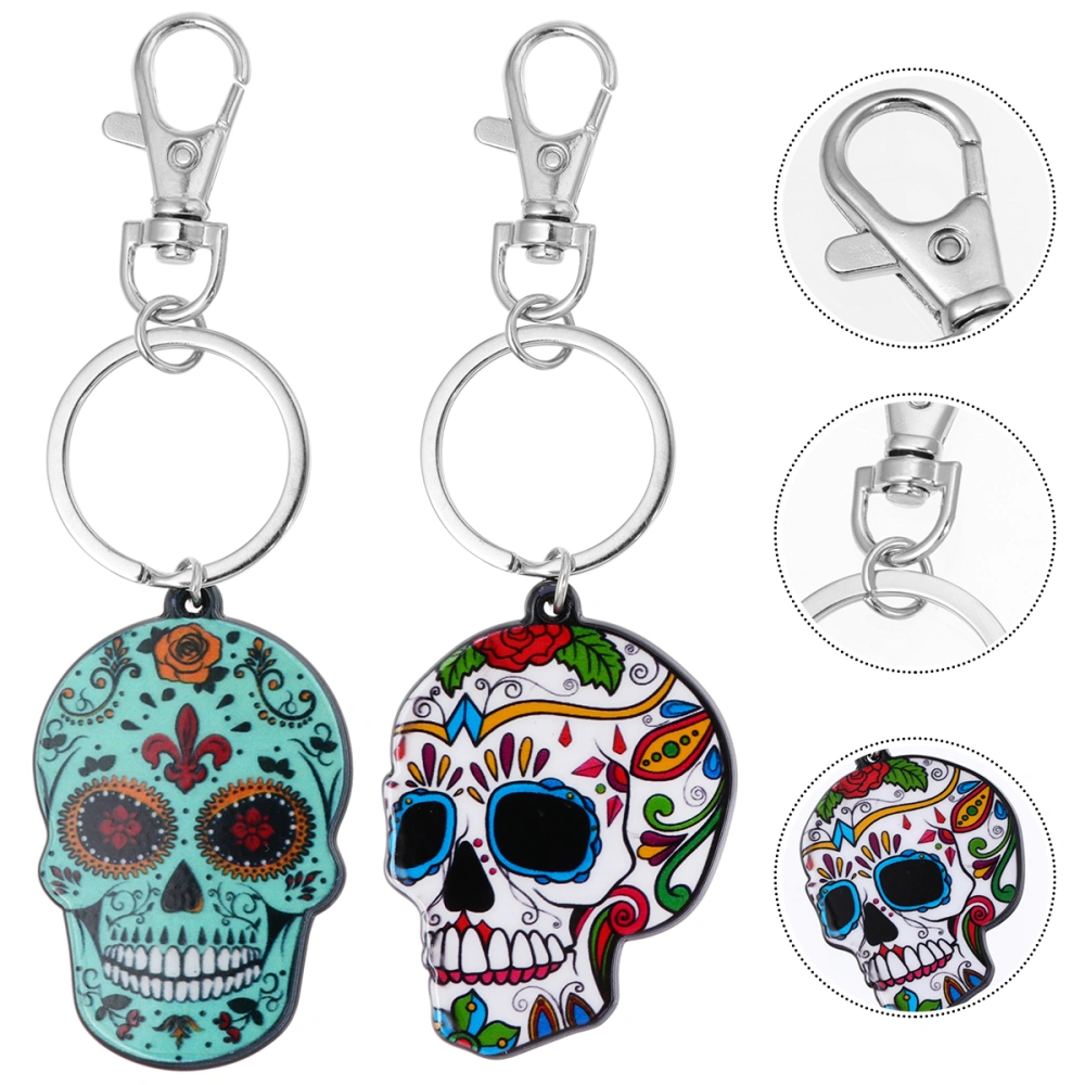 2pcs Fashion Skull Key Chain Creative Car Keychain Halloween Skull Keyring