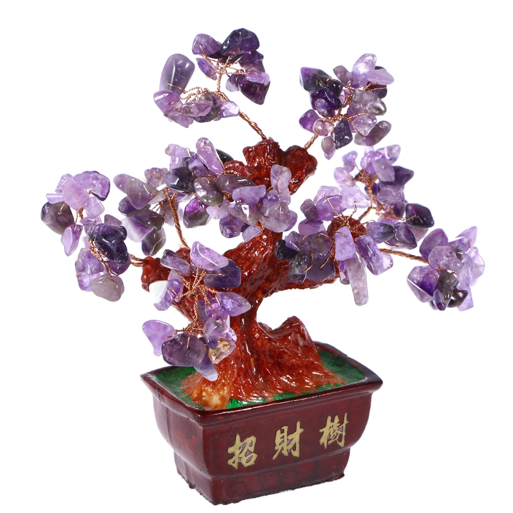 Flowers of Natural Crystals Arrangements in Pots for Home Decoration and Money Drawing （Purple）