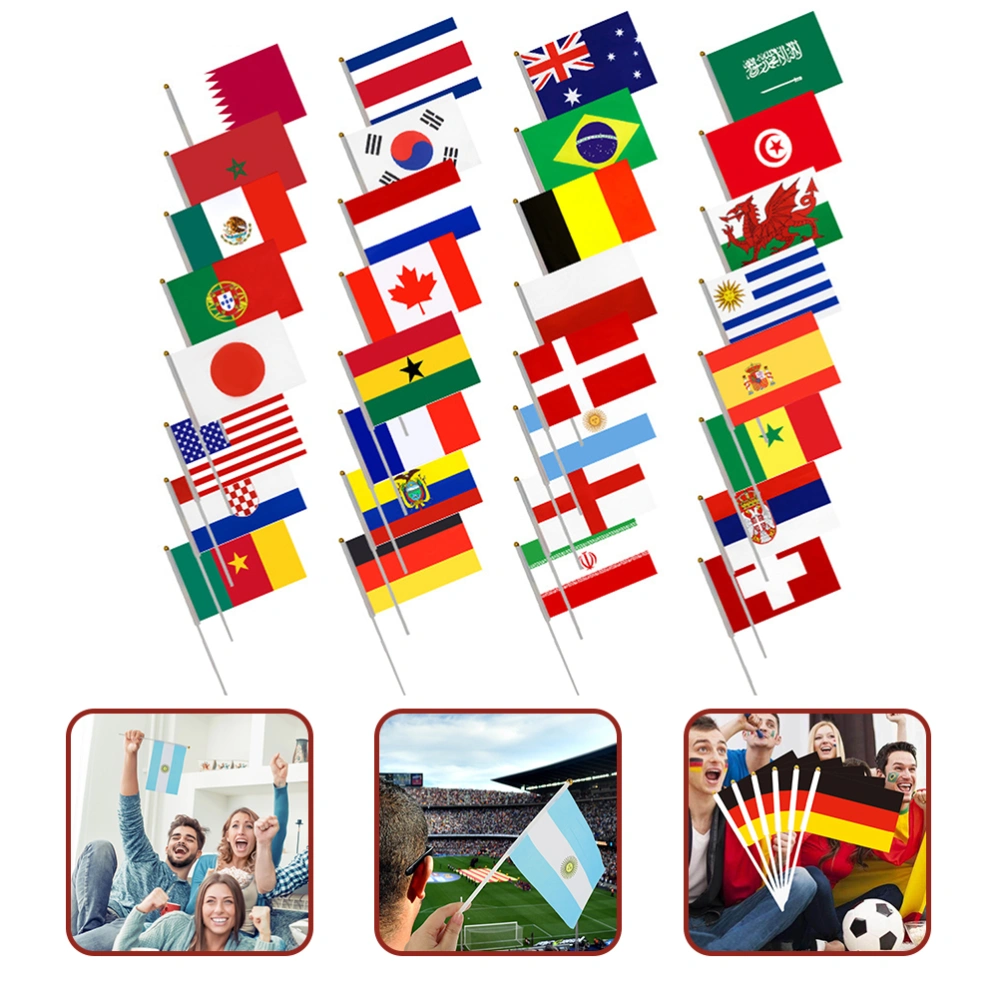 32pcs  Soccer Game Cheering Flags Patriotic Small Hand Flags Decorative England Flags