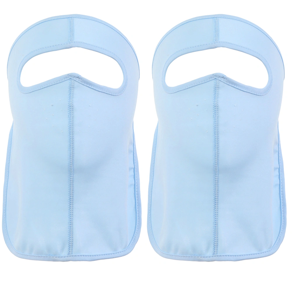 2PCS Sunscreen Neck Guard Windproof Dustproof Head Scarf Breathable Ice Silk Cotton Facial Mask Outdoor Sports Face Guard Full Anti-uv Protective Mask for Summer Women Wearing (Blue)