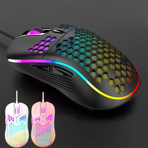 USB Wired Lightweight Gaming Mouse RGB Backlit Mouse with 6 Buttons 7200DPI Honeycomb Shell Mouse for PC Laptop Computer