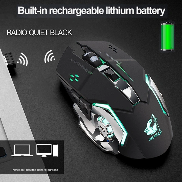 2.4GHz Wireless Mouse, Rechargeable Silent Click Mice with Nano Receiver, Ergonomics Grip, Changing Breathing Backlit, Adjustable DPI 800/1200/1800 Desktop Accessories Compatible with Laptop/PC/Notebook