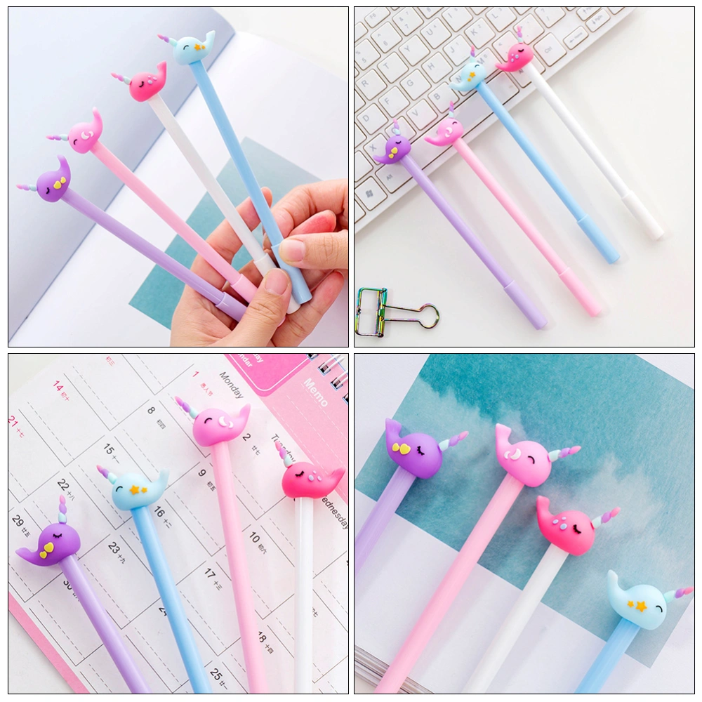 12pcs Adorable Narwhal Designed Writing Pens Signature Pens Students Stationery