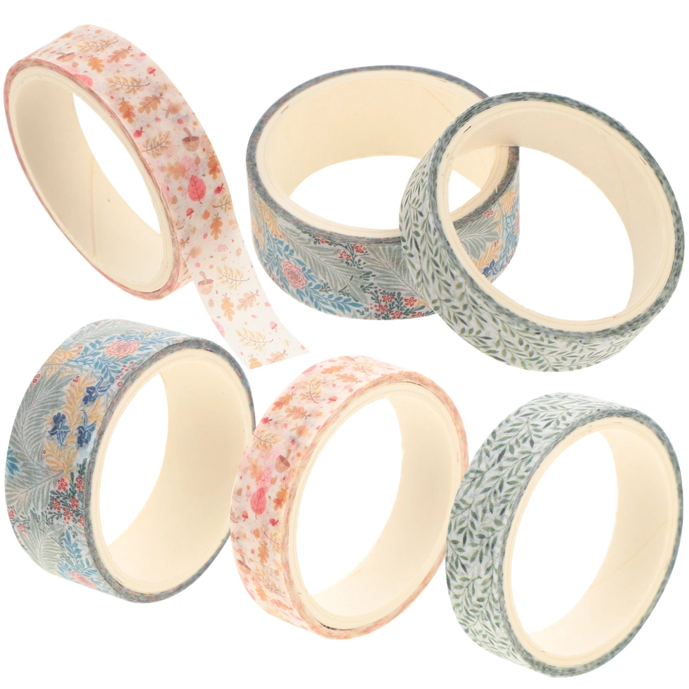 6 Rolls DIY Washi Tapes Japanese Paper Printed Decorative Adhesive Tapes