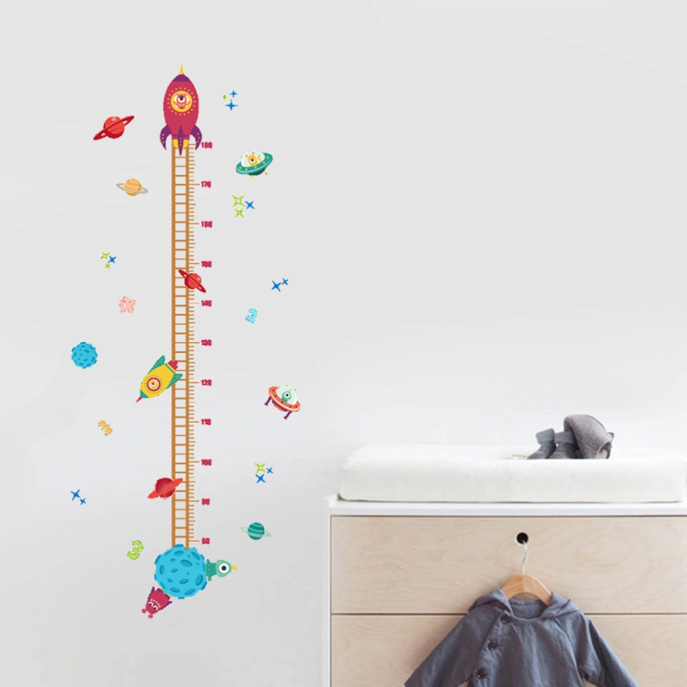 Cartoon Planet Height Measure Wall Stickers Home Decor Chart Ruler Decoration For Kids Rooms Decals Wall Art