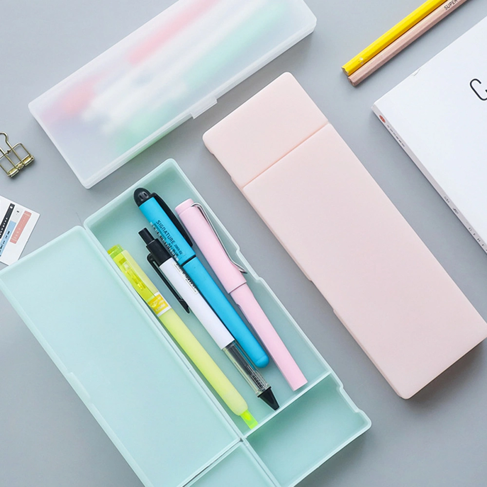 3pcs Translucent Stationery Case Student Multi-functional Plastic Pencil Case