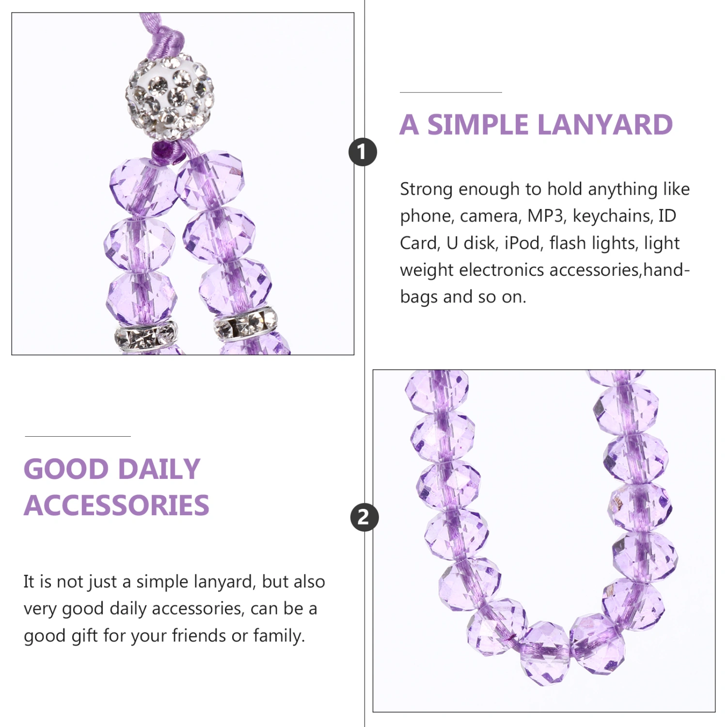5pcs Non-slip Phone Lanyards Crystal Beads Hand Wrist Strap Short String