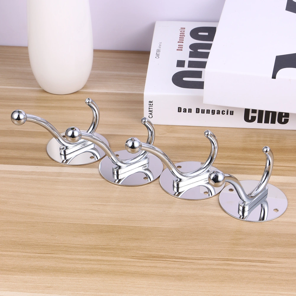 4pcs Stainless Steel Bath Towel Hook Clothes Hat Hooks Punch Hangers Wall Hooks for Home Kitchen