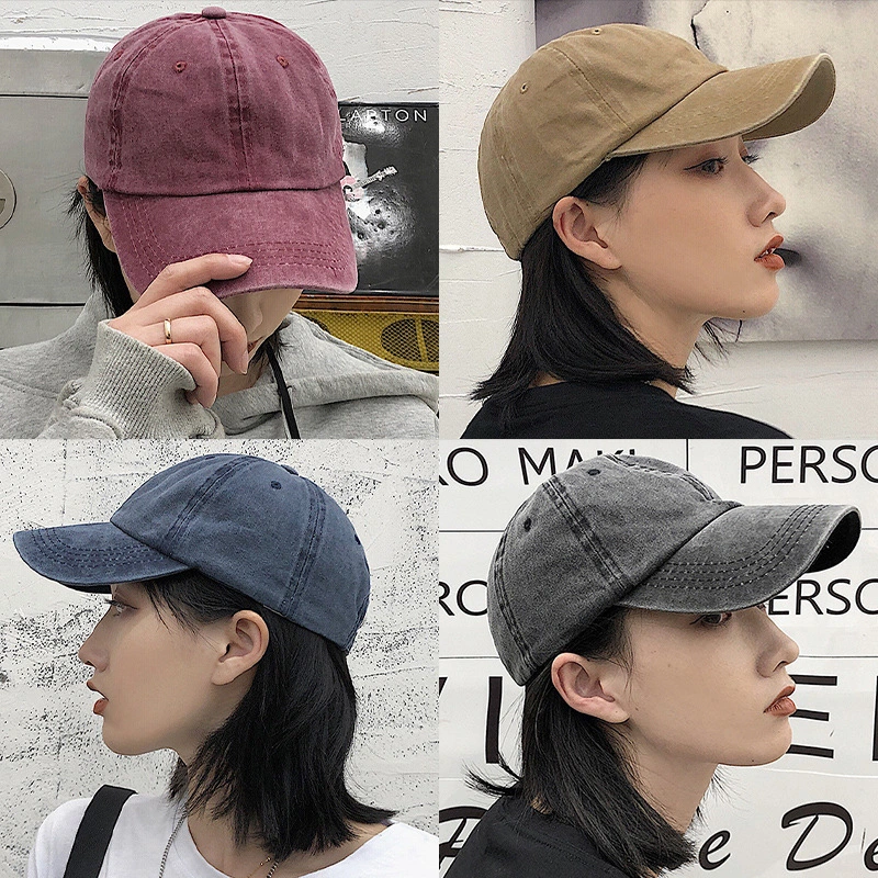 Unisex Peaked Hat Vintage Long Brim Adjustable Buckle Ponytail Hole Breathable Sun Protection Anti-UV Women Men Baseball Hat Adult Headwear