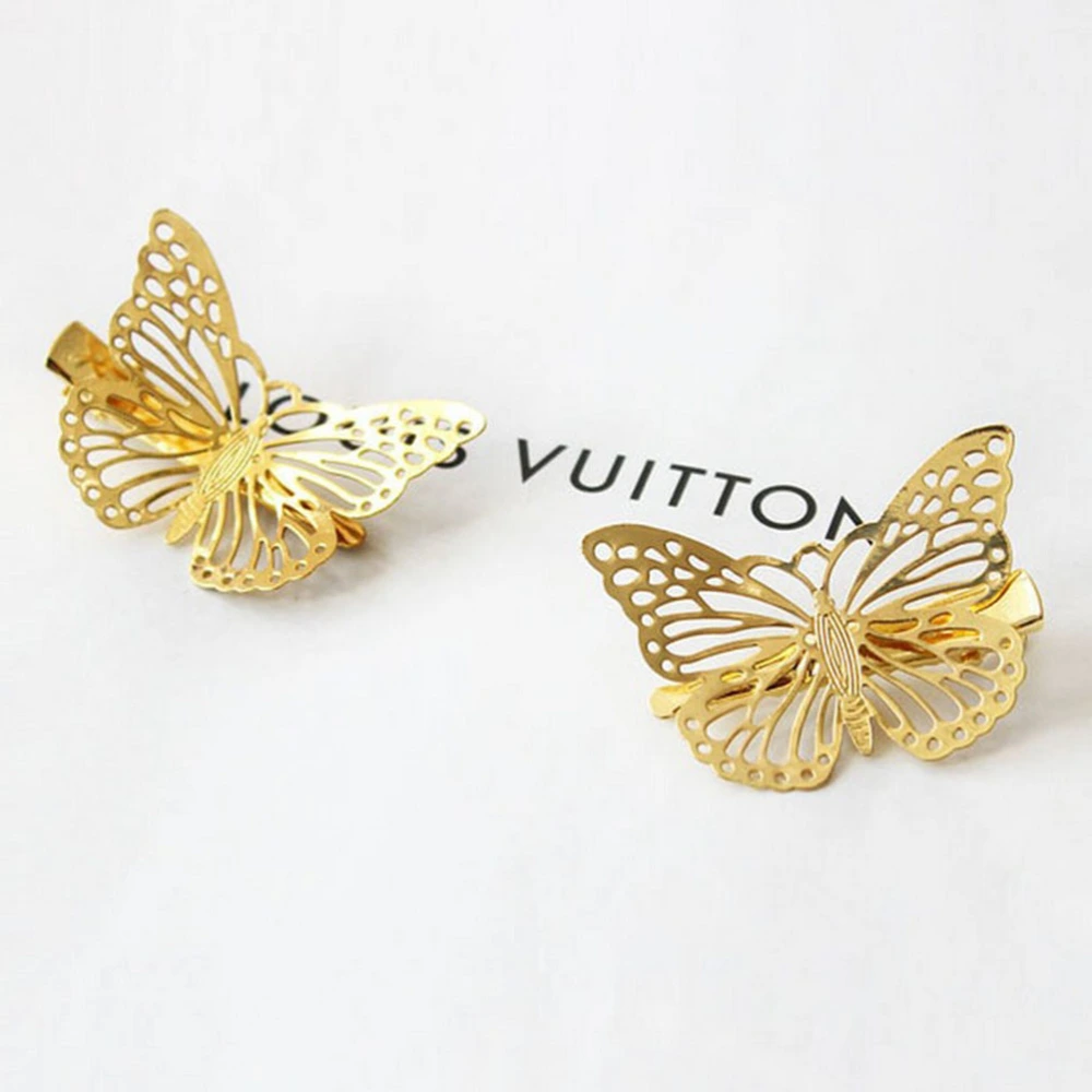 10pcs Golden Alloy Shape Hair Clips Hollow Out Headdress Delicate Stereoscopic Barrettes Girls Bobby Pin Hair Pin (5pcs On The Left, 5pcs On The Right)