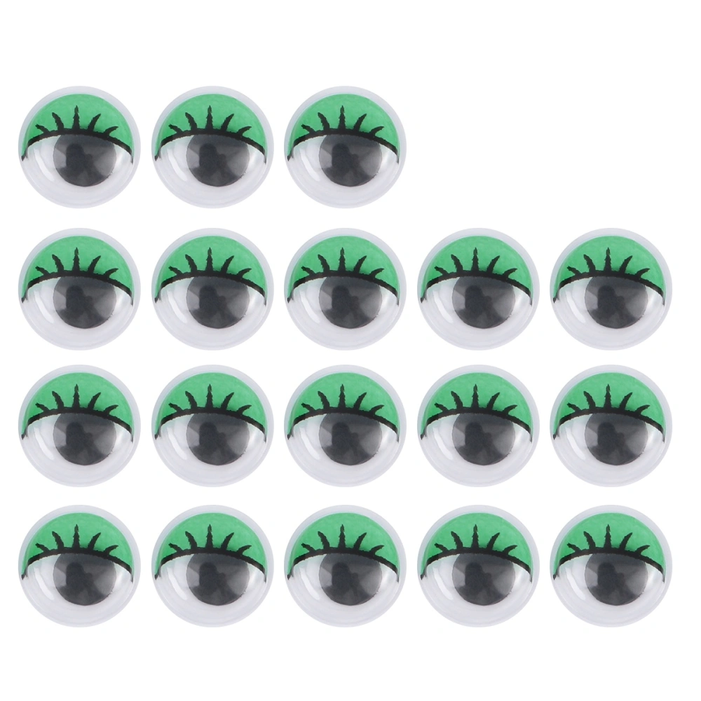 100Pcs 10mm Eyelashes Wiggly Wobbly Googly Eyes for Toys DIY Craft Decor (Green)