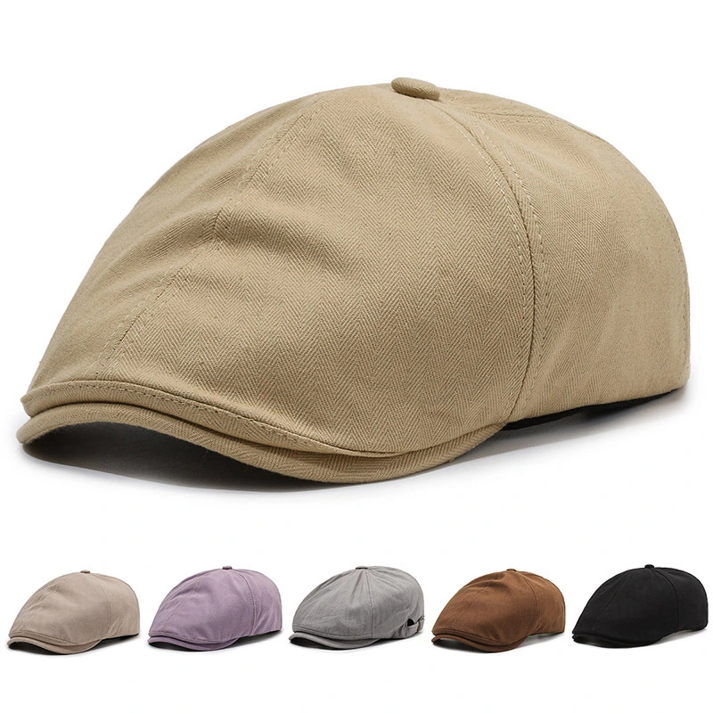 New Fashion Beret Hat For Men Autumn Vintage Berets Solid Color Newsboy Caps Adjustable Peaked Caps Women Outdoor Casual Boina