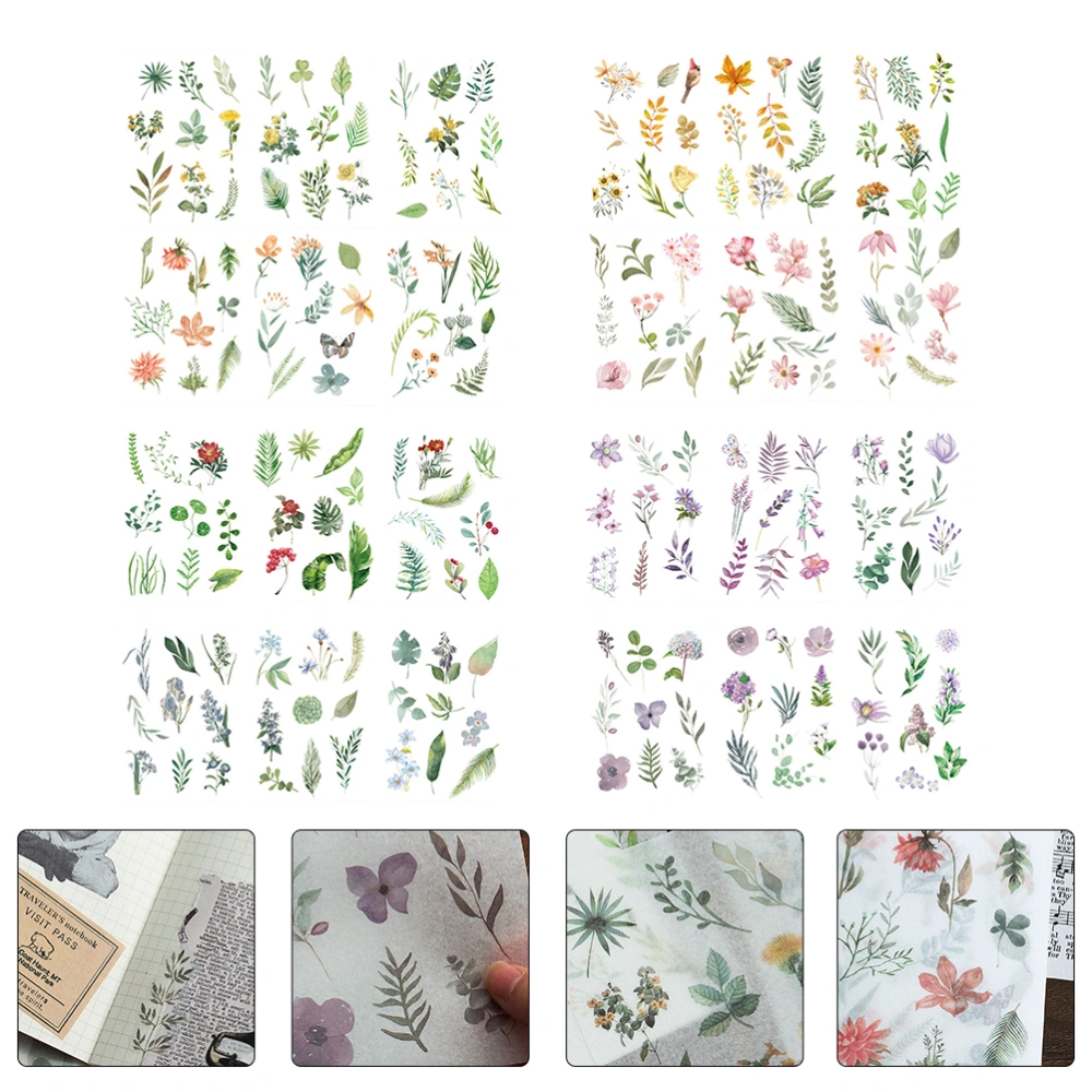 24 Sheets of Scrapbook Decorative Stickers Flower Pattern Stickers DIY Supplies