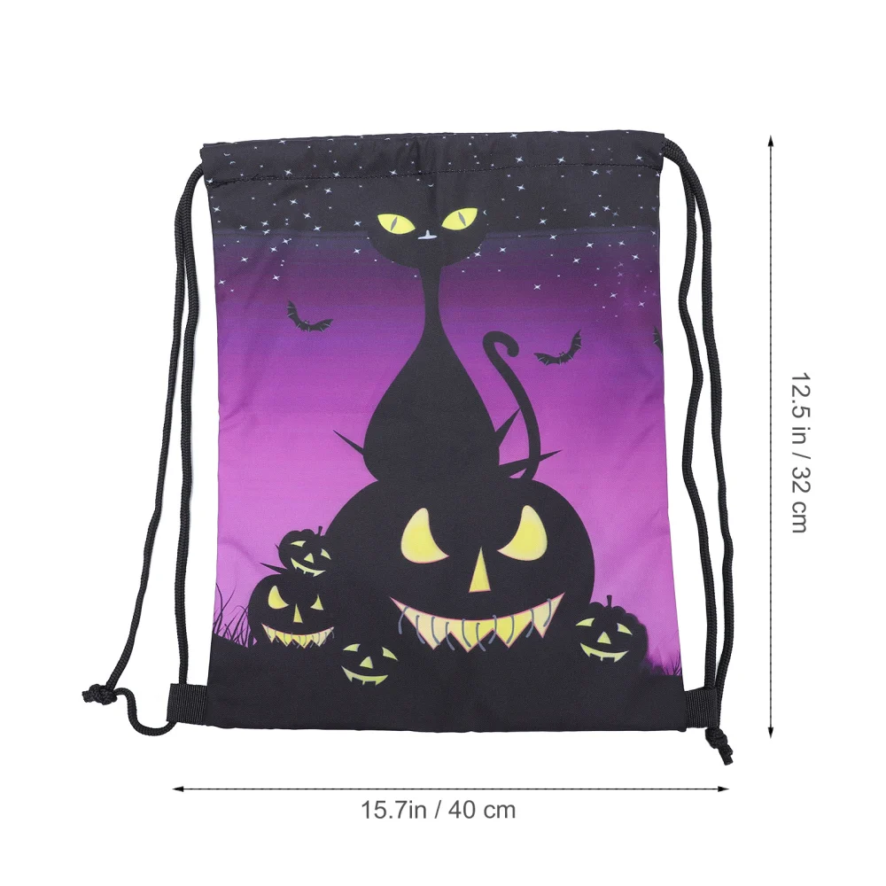 1Pc Halloween Drawstring Pouch Gym String Cinch Sack Sling Tote Bag Halloween Gift