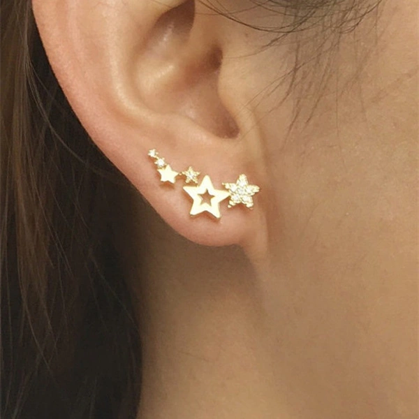 1 Pair Star Ear Climber Tiny Star Stud Earrings for Women Birthday Gift Jewelry Earrring