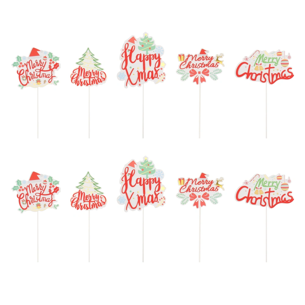 10Pcs Christmas Decorative Cake Toppers Christmas DIY Crafts Material Cake Decor