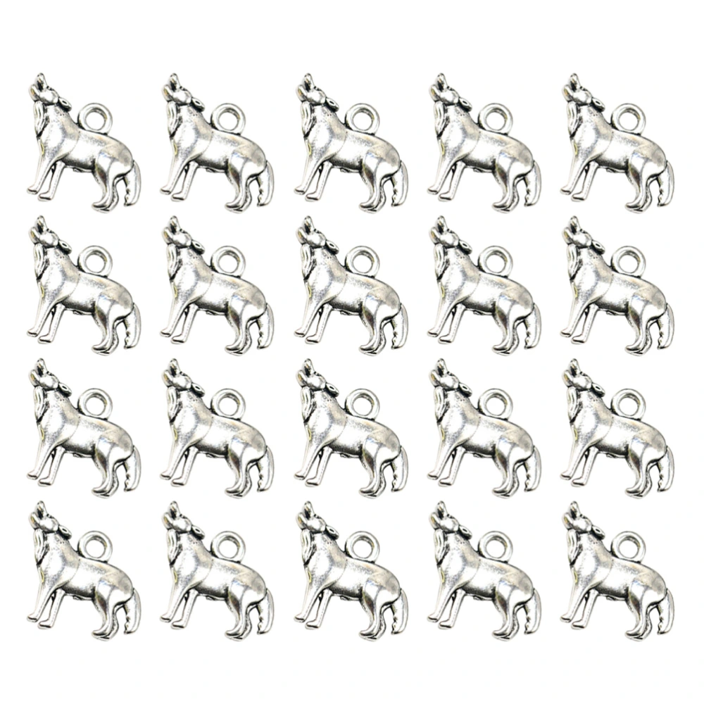 50pcs Wolf King Necklace Pendants Alloy Charms Jewelry Making Accessory for DIY Crafts (Antique Silver)