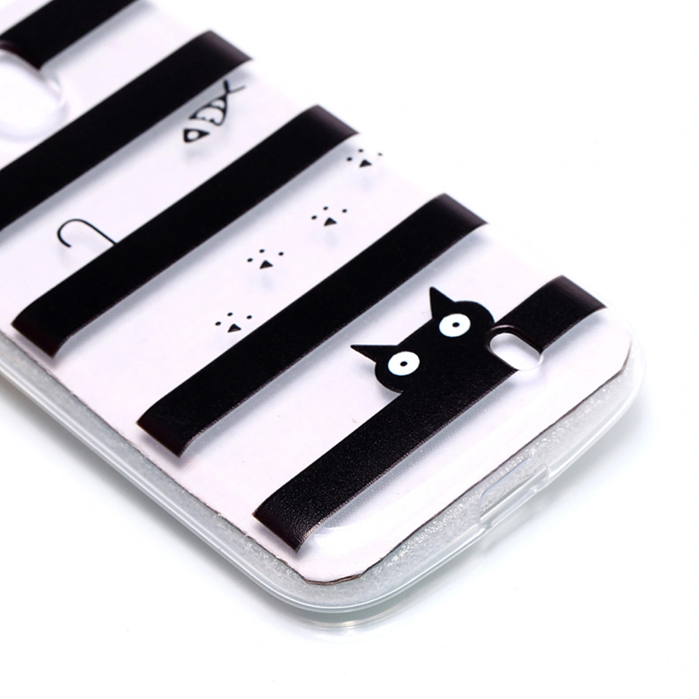 Phone Cover for Nokia 1 Striped Cat Embossed Varnish Painting TPU Two-in-one Anti-fall Phone Shell for Nokia 1 (Clear)