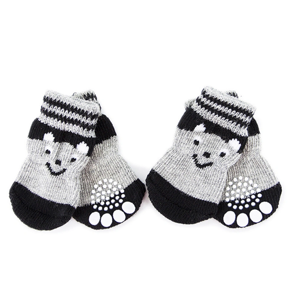 4pcs Pet Dog Puppy Cat Non-Slip Cotton Socks with Cartoon Prints Size XL