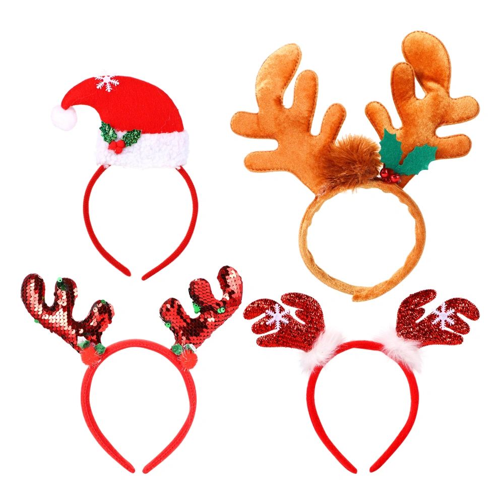 4pcs Christmas Antler Hair Clasp Xmas Hat Hair Lovely Party Headpiece