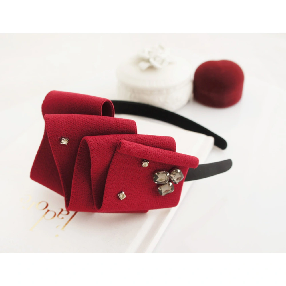 1PC Elegant Multilayer Cloth Hair Acrylic Diamond Hair Clasp for Ladies Women Girls (Purplish Red)