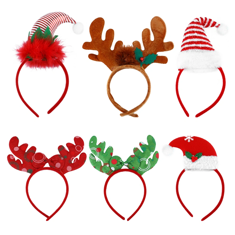 6Pcs Christmas Antler Hairband Christmas Hair Hat Headband Hair Accessories