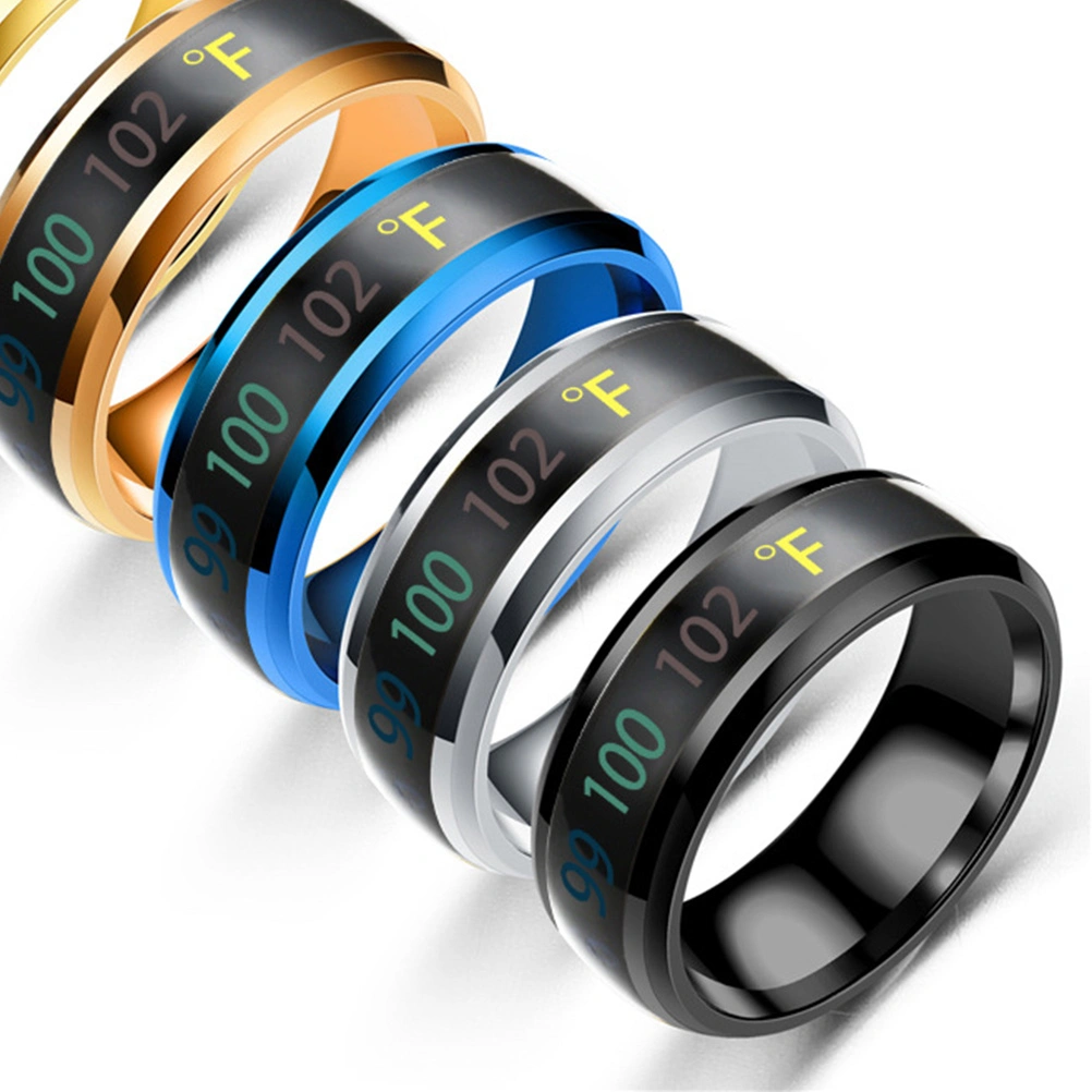 1Pc Fashion Ring Jewelry Intelligent Temperature Display Couple Ring (No.10)
