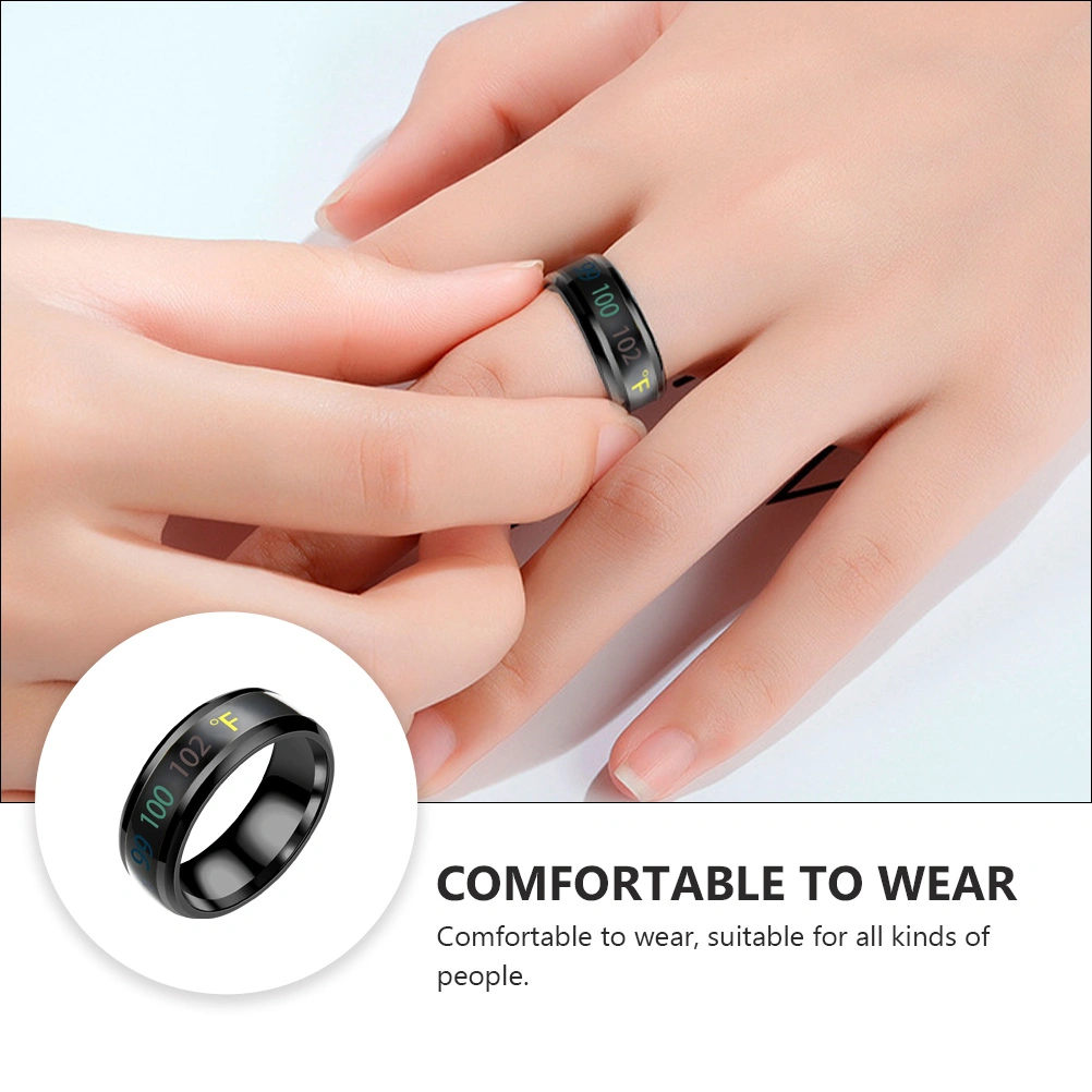 1Pc Fashion Ring Jewelry Intelligent Temperature Display Couple Ring (No.10)