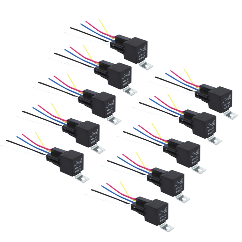 10 Pcs Automotive Relay 12V 5pin 40A Car Relay with Terminal Auto Relay With Relay Socket Black