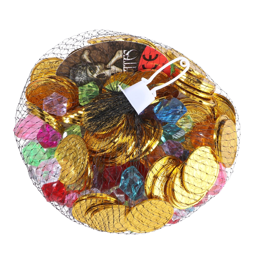 100 Pieces Pirate Gold Coins and 100 Pieces Pirate Gems Jewelry Playset Pack Party Favor