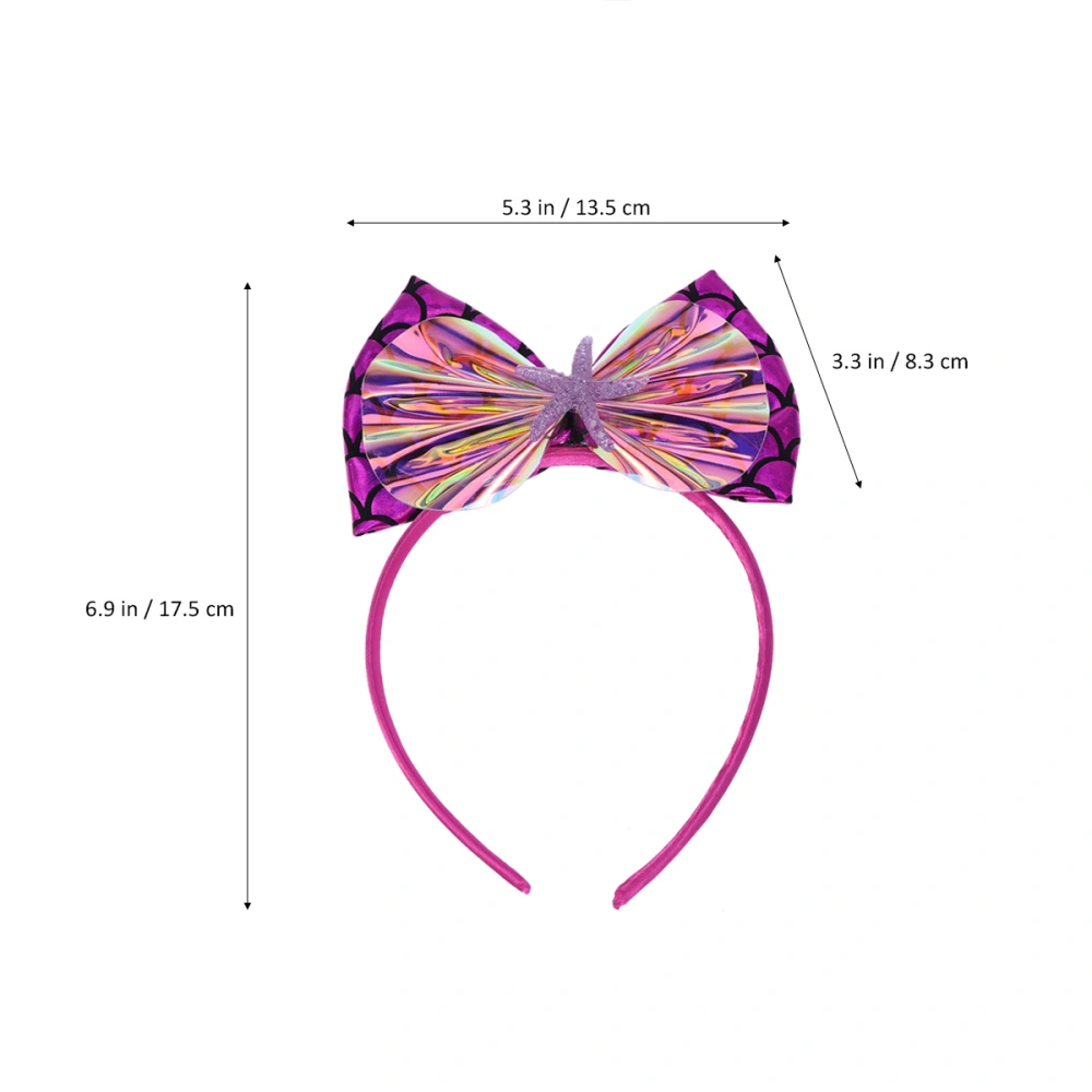 Fish Scale Bowknot Headband Hair Creative Headdress Headpiece Costume Accessory for Kids (Rosy)