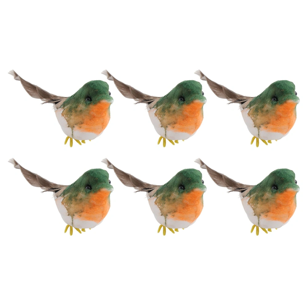 6PCS Robin Bird Hanging Ornament Christmas Tree Pendant Garden Robin Bird Decoration