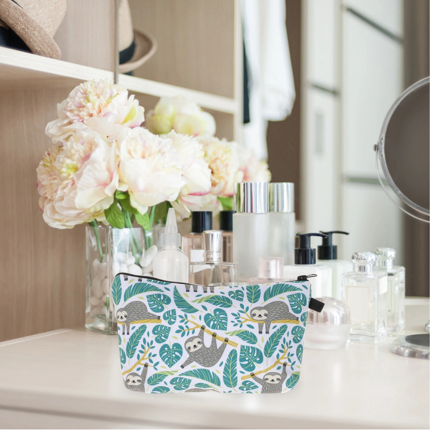 Sloth 3D Printed Women Makeup Bag Portable Cosmetic Bag Travel Makeup Pouch