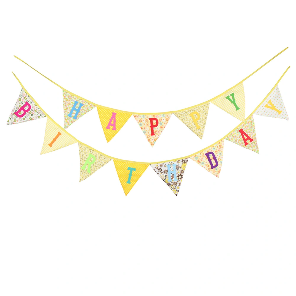 Children's Birthday Party Decoration 2.4M Printed Cotton Pennant Banner (Yellow)