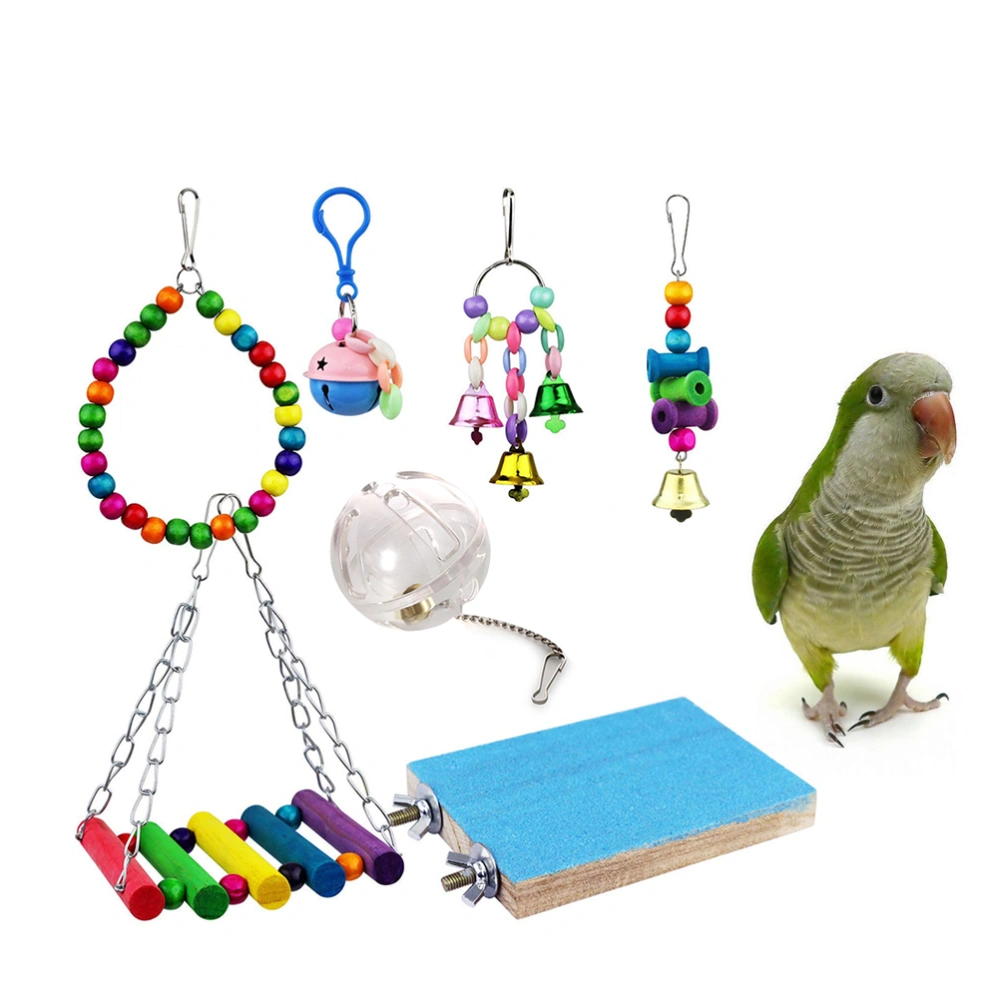 7pcs Ball Bell String Bite Toy Bird Playing Swing Toy Funny Cage Accessory for Bird Parrot