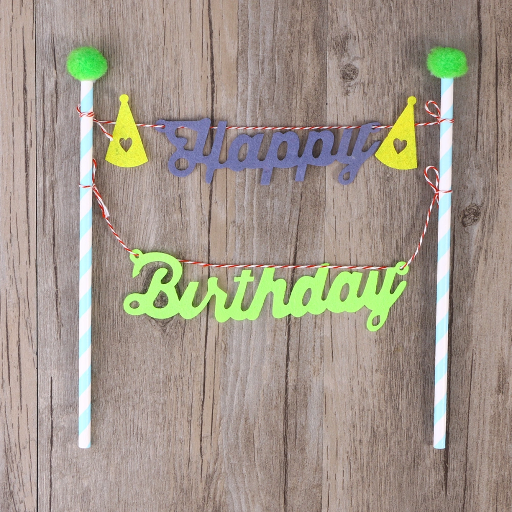 Creative Happy Birthday Cake Topper Cake Decor Photo Props Favors (Green)