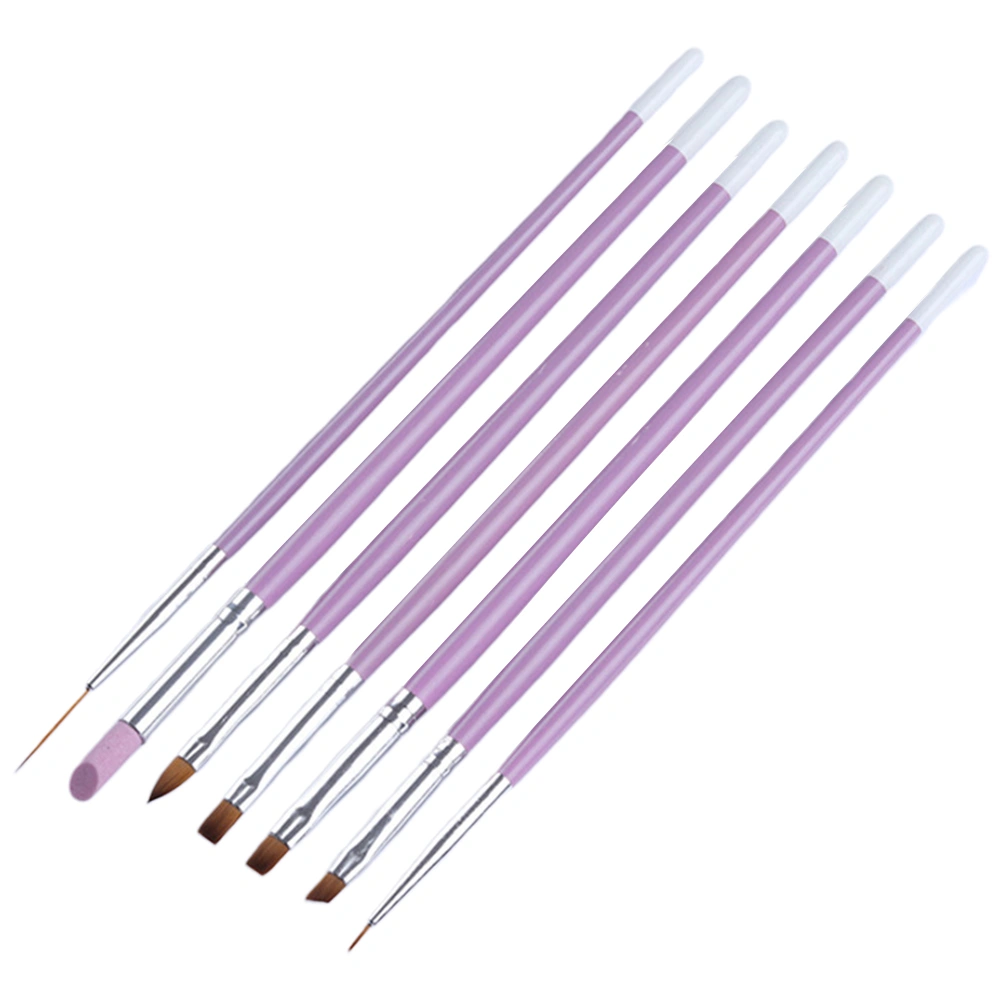 7PCS Plain End Glue Gel Nail Art Pen Manicure Dotting Painting Brush for Nail Design Salon Women