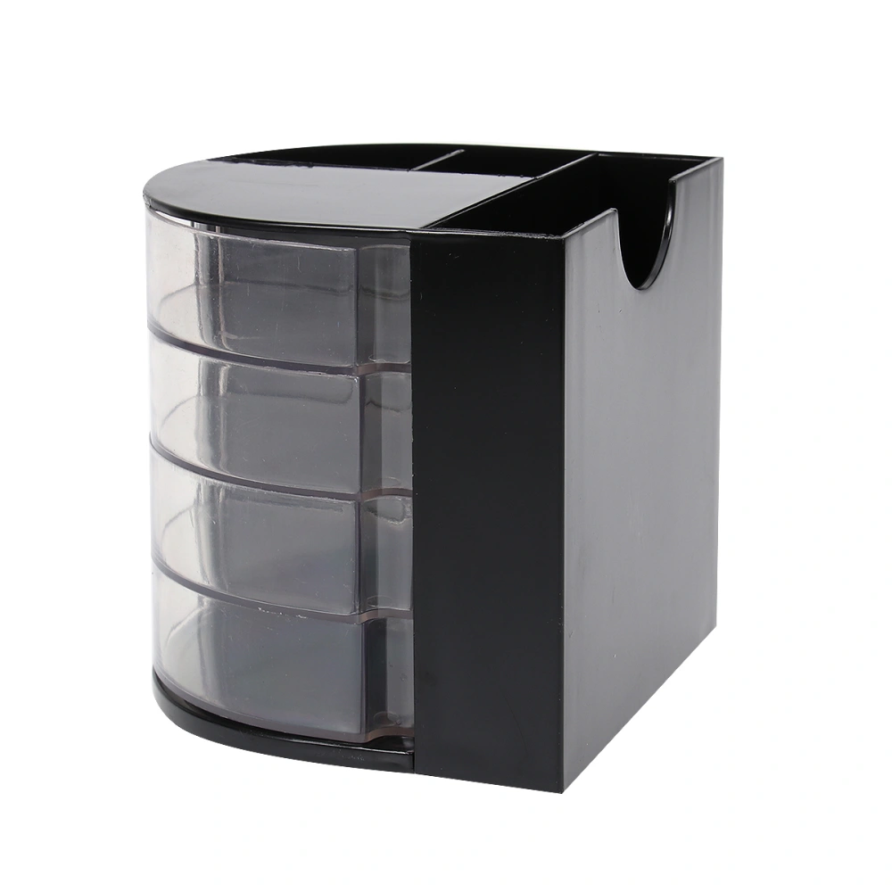 Multi-function Multi-cell Large Capacity Plastic PP Pen Holder Desktop Storage Box for Home and Office (Black)